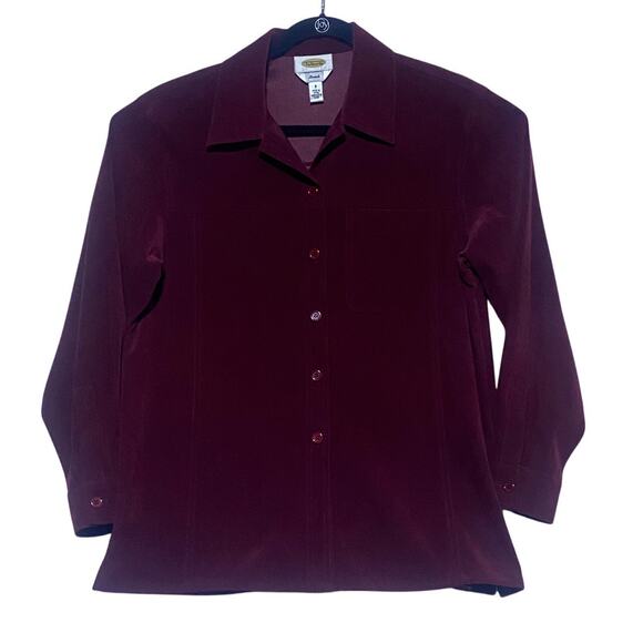 Talbots Button Up Shirt Women's Size Small Purple Long Sleeve Polyester Blend - Picture 1 of 7